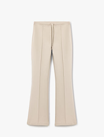 Beli Bağcıklı Nervürlü Slim Fit İspanyol Paça Eşofman Altı