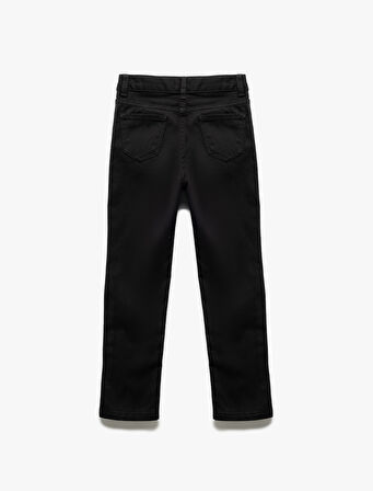 Pamuklu Beli Ayarlanabilir Lastikli Cepli Denim Pantolon