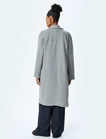 Cep Detaylı Kruvaze Yaka Uzun Kaban