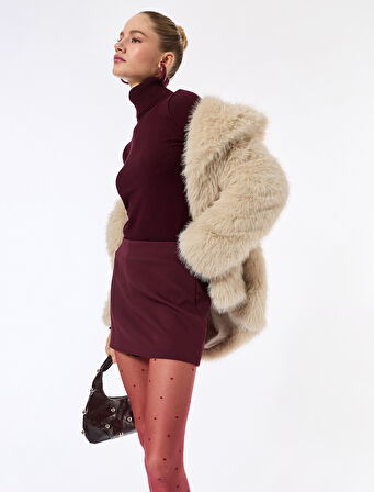 Suni Kürk Kaban Kruvaze Uzun Kollu