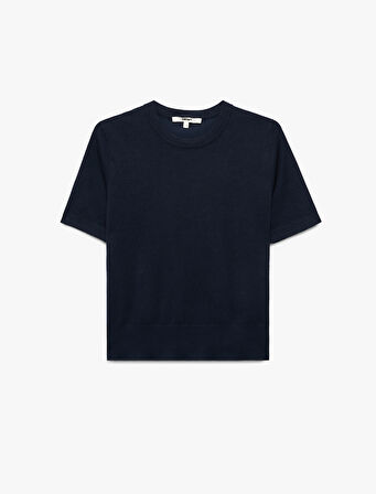 Kısa Kollu Bisiklet Yaka Basic Triko Kazak