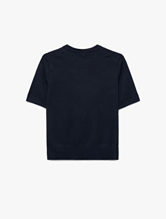 Kısa Kollu Bisiklet Yaka Basic Triko Kazak