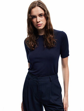 Kısa Kollu Bisiklet Yaka Basic Triko Kazak