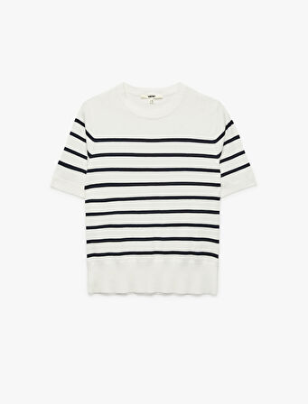 Kısa Kollu Bisiklet Yaka Basic Triko Kazak