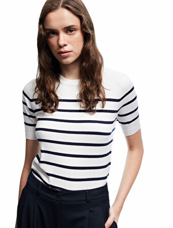 Kısa Kollu Bisiklet Yaka Basic Triko Kazak