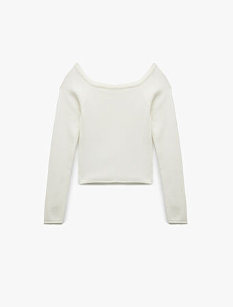 Uzun Kollu Kayık Yaka Triko Kazak