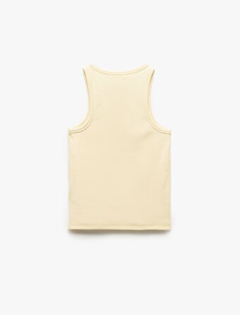Pamuklu Kolsuz Halter Yaka Basic Fitilli Atlet