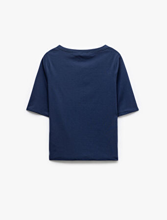 Pamuklu Yarım Kollu Bisiklet Yaka Slim Fit Tişört