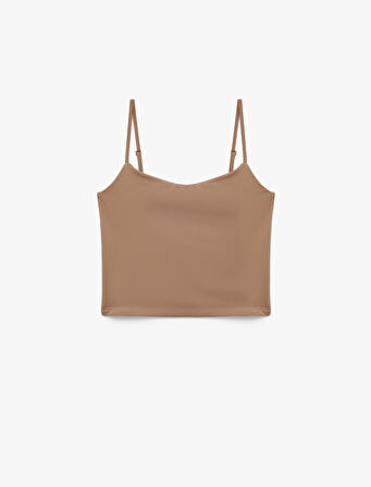 Skinny Fit İnce Askılı Crop Pijama Üstü