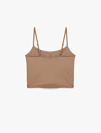 Skinny Fit İnce Askılı Crop Pijama Üstü