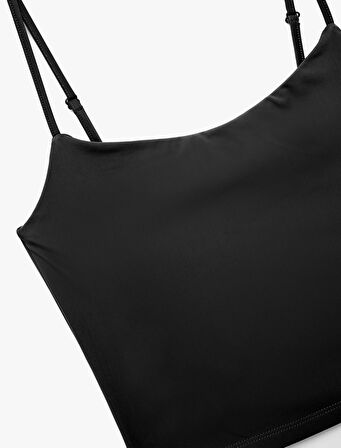 Skinny Fit İnce Askılı Crop Pijama Üstü