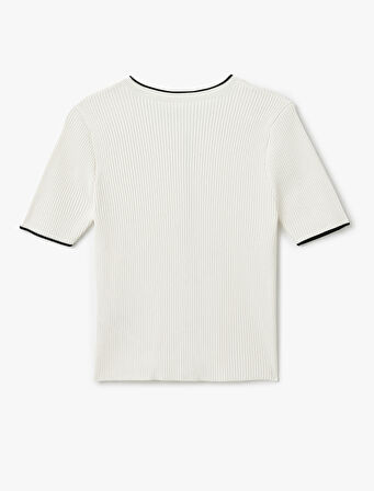 Fiyonklu Kısa Kollu Bisiklet Yaka Triko Hırka