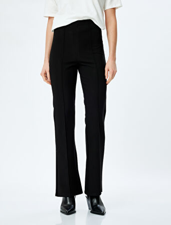 Nervürlü Slim Fit İspanyol Paça Kumaş Pantolon