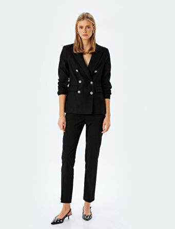 Yüksek Bel Slim Fit Cepli Cigarette Pantolon