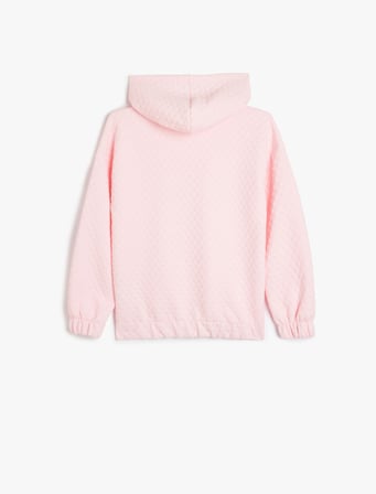 Uzun Kollu Viskon Karışımlı Basic Kapşonlu Sweatshirt