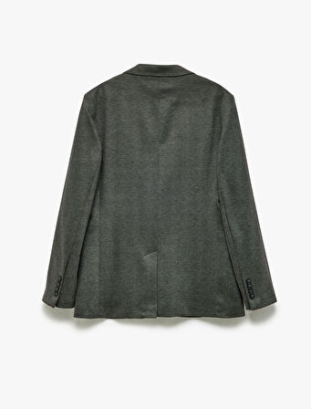 Düğmeli Cepli Viskon Karışımlı Pike Kumaş Mono Yaka Slim Fit Blazer Ceket