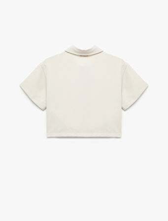 Viskon Karışımlı Kısa Kollu Düğmeli Crop Gömlek