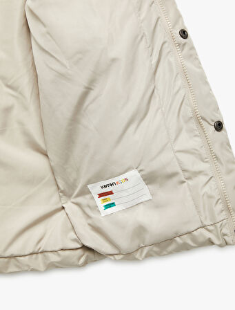 Uzun Kollu Cepli Kapşonlu Şişme Mont