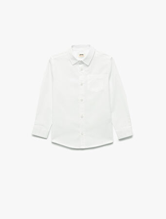 Pamuklu Gömlek Yaka Uzun Kollu Basic Gömlek