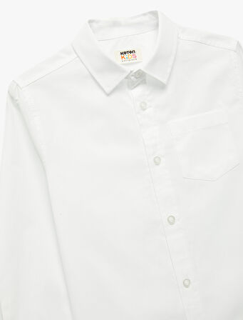 Pamuklu Gömlek Yaka Uzun Kollu Basic Gömlek