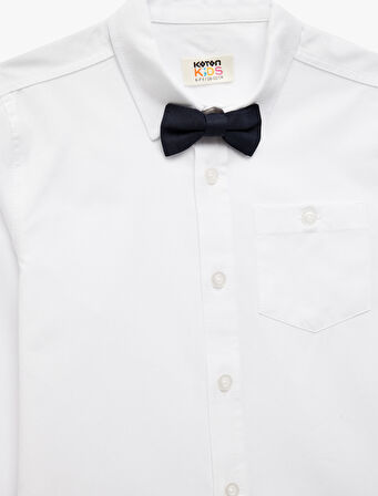 Pamuklu Uzun Kollu Papyon Detaylı Basic Gömlek