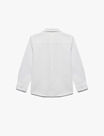 Pamuklu Cepli Uzun Kollu Kravat Detaylı Basic Gömlek