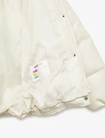 Dik Yaka Cepli Uzun Kollu Suni Deri Şişme Mont