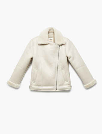 Kruvaze Yaka Uzun Kollu Suni Deri Ceket