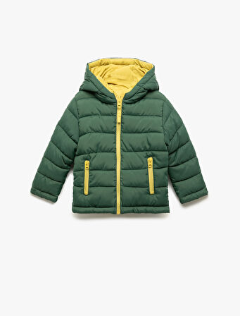 Çift Taraflı Uzun Kollu Kapşonlu Ceket