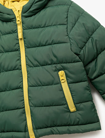 Çift Taraflı Uzun Kollu Kapşonlu Ceket