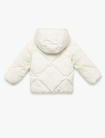 Uzun Kollu Cepli Kapitone Kapşonlu Mont