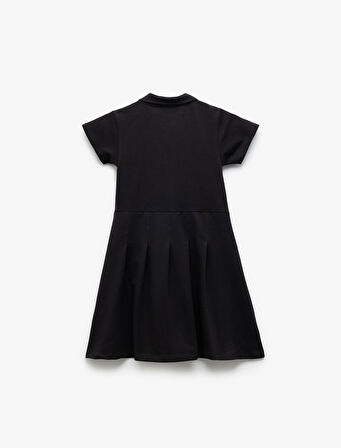 Kısa Kollu Düğme Kapamalı Pamuklu Gömlek Elbise