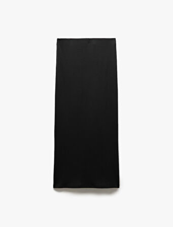 Viskon Ribanalı Slim Fit Yırtmaç Detaylı Kalem Etek