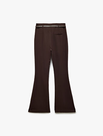 Kemerli Slim Fit İspanyol Paça Kumaş Pantolon