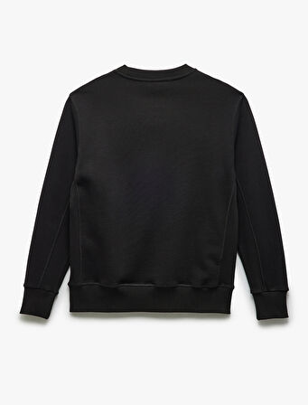 Bisiklet Yaka Dikiş Detaylı Şardonlu Pamuk Karışımlı Basic Sweatshirt
