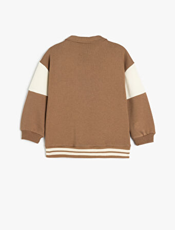 Uzun Kollu Yarım Fermuarlı Oversize Polo Yaka Sweatshirt