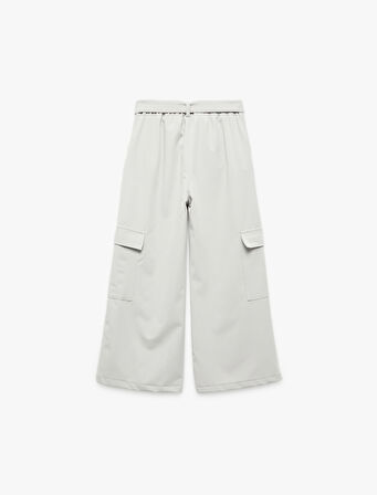 Kemer Detaylı Kapaklı Cepli Geniş Paça Kargo Pantolon