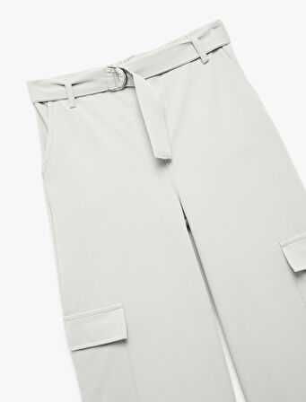 Kemer Detaylı Kapaklı Cepli Geniş Paça Kargo Pantolon