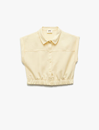 Beli Lastikli Modal Karışımlı Kolsuz Crop Gömlek