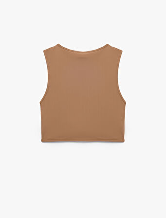 Skinny Bisiklet Yaka Kolsuz Crop Top