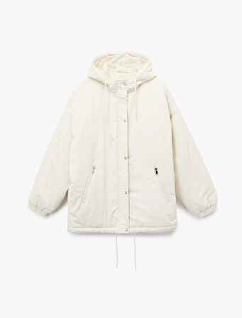 Fermuarlı Uzun Kollu Su İtici Kapüşonlu Anorak Şişme Spor Mont