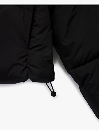 Polar Cepli Dik Yaka Uzun Kollu Fermuarlı Su İtici Crop Şişme Mont