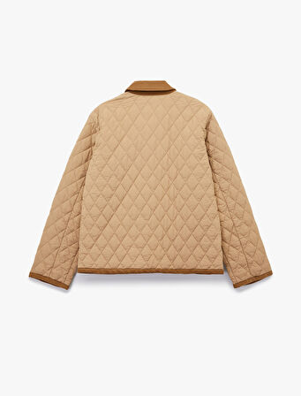 Cepli Düğmeli Uzun Kollu Su İtici Mevsimlik Kapitone Mont