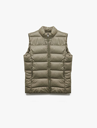 Kolsuz Dik Yaka Cepli Su İtici Fermuarlı Şişme Yelek