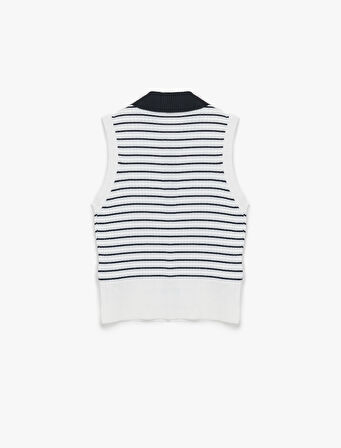 Regular Fit Kolsuz Yarım Düğmeli Polo Yaka Triko Bluz