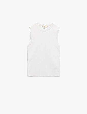 Regular Fit Bisiklet Yaka Kolsuz Triko Bluz