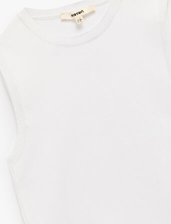 Regular Fit Bisiklet Yaka Kolsuz Triko Bluz