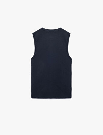 Regular Fit Bisiklet Yaka Kolsuz Triko Bluz