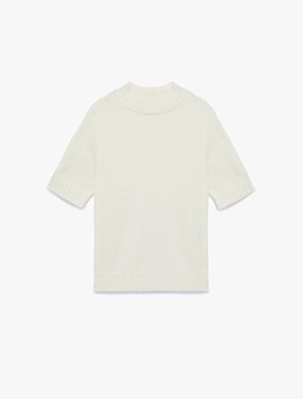 Regular Fit Kısa Kollu Dik Yaka Triko Kazak