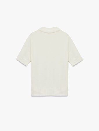 Regular Fit Kısa Kollu Dik Yaka Triko Kazak